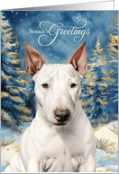 Bull Terrier Dog Season’s Greetings Woodland Forest card