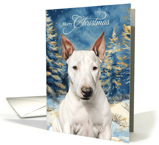Bull Terrier Dog Merry Christmas Woodland Forest card (1936878)