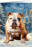 English Bulldog Happy Holidays Woodland Forest card