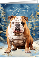English Bulldog Season’s Greetings Woodland Forest card