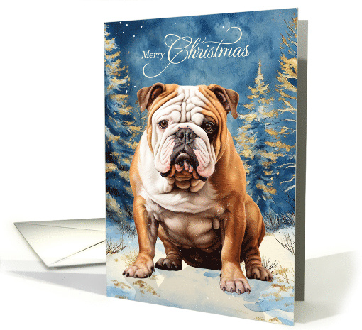 English Bulldog Merry Christmas Woodland Forest card (1937686)