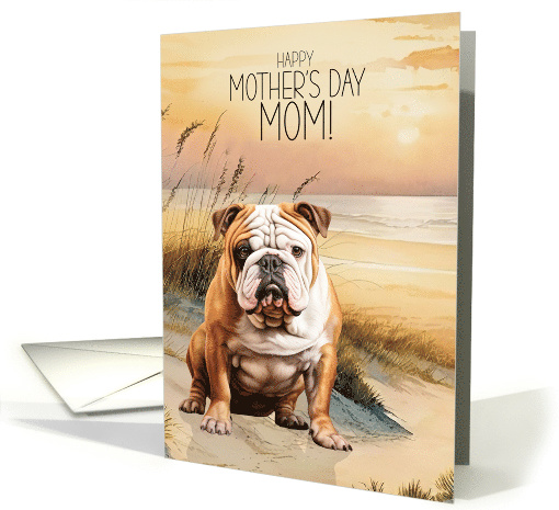 Mother's Day English Bulldog Dog Beach Cove card (1937876)