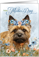 Mother’s Day Cairn Terrier Dog with Wildflower Botanicals Blue card