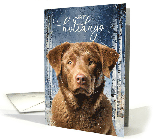 Chesapeake Bay Retriever Dog Happy Holidays Woodland Forest card