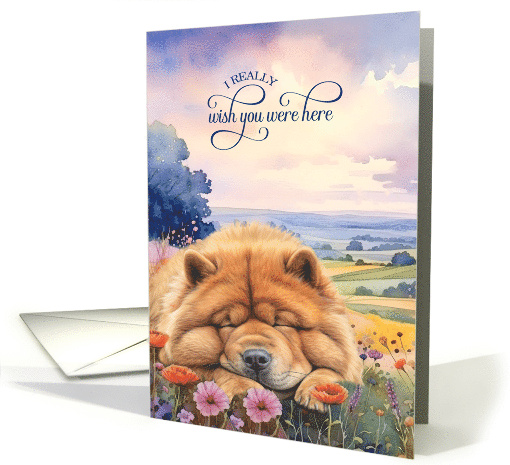 Missing You Chow Chow Dog in a Field of Wildflowers card (1942648)