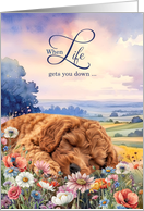 Encouragement Cockapoo Dog in a Field of Wildflowers card