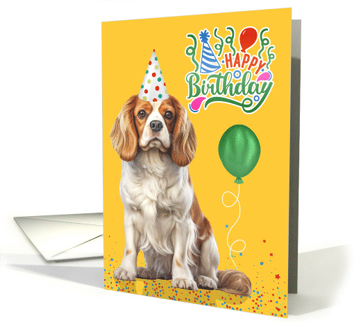 Birthday Cavalier King Charles Spaniel Dog in a Party Hat... (1943756)