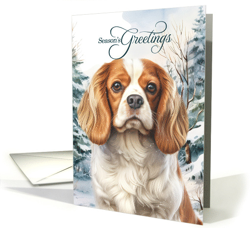 Season's Greetings Cavalier King Charles Spaniel Woodland Forest card