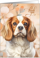 Thank You Cavalier King Charles Spaniel with Peach Blossoms card