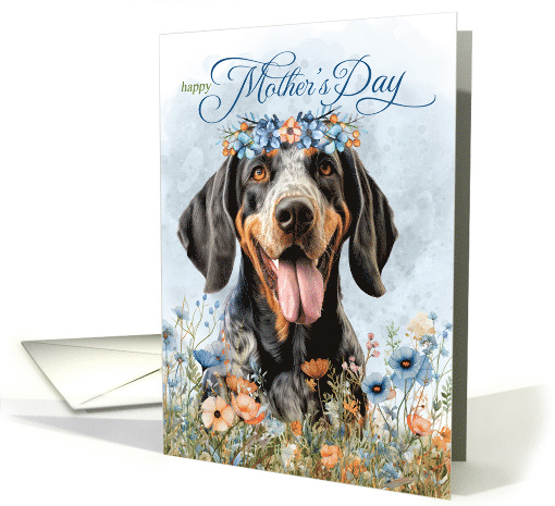 Mother's Day Bluetick Coonhound Dog with Wildflower... (1945382)