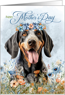 Mother’s Day Bluetick Coonhound Dog with Wildflower Botanicals Blue card