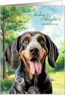 Get Well Bluetick Coonhound Dog in a Country Meadow card