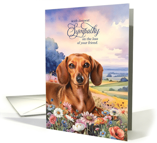 Sympathy Dachshund Dog in a Field of Wildflowers card (1946950)