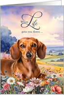 Encouragement Dachshund Dog in a Field of Wildflowers card