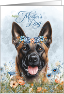 Mother’s Day Belgian Malinois Dog Wildflower Botanicals Blue card