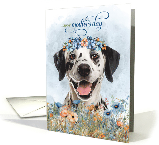 Mother's Day Dalmatian Dog Wildflower Botanicals Blue card (1947398)
