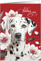 Thinking of You Dalmatian Dog with White Lilies on Red card