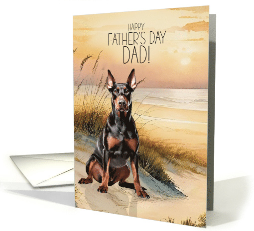 Father's Day Doberman Pinscher Dog Beach Cove card (1948364)
