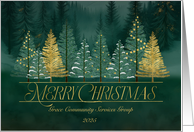 Merry Christmas Business Green and Gold Christmas Tree Forest card