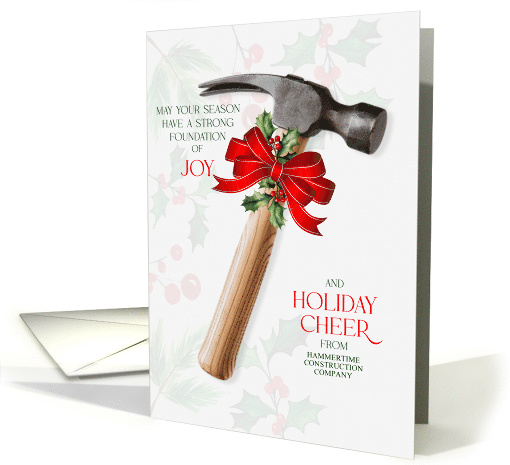 Business Construction or Handyman Hammer Holiday Cheer Custom card
