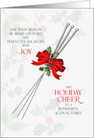 Acupuncture Themed Holiday Cheer with Holly and Berries card