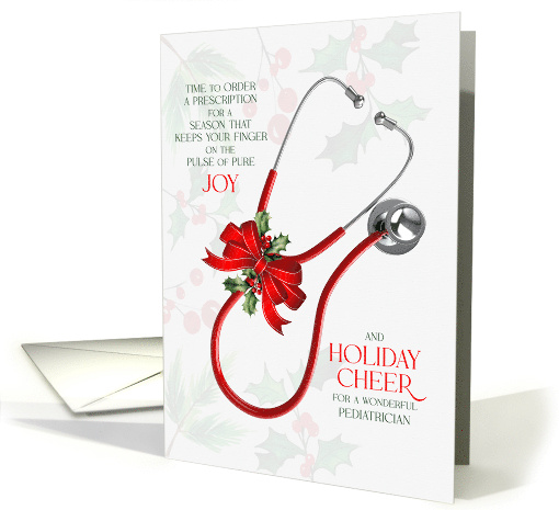 for Pediatrician Stethoscope Joy and Holiday Cheer card (1950336)