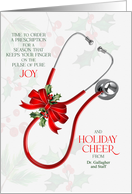 Business Healthcare Stethoscope Joy and Holiday Cheer Custom card