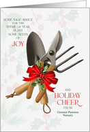 Gardener Sage Advice for Joy and Holiday Cheer Custom card