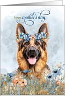 Mother&rsquo;s Day German Shepherd Dog with Wildflower Botanicals Blue card