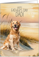 Father&rsquo;s Day Golden Retriever Dog Summer Beach Cove card