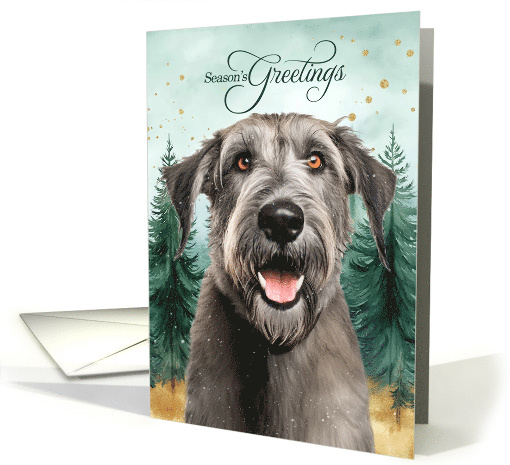 Season's Greetings Irish Wolfhound Dog Winter Pine Forest card