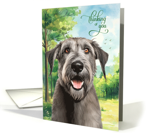 Thinking of You Irish Wolfhound Dog Park Setting with Oak Trees card
