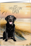 Father&rsquo;s Day Black Labrador Retriever Dog Beach Cove card