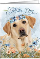 Mother&rsquo;s Day Yellow Lab Dog with Wildflower Botanicals Blue card