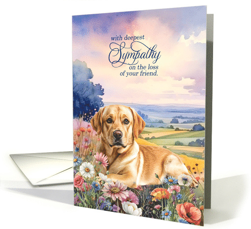 Pet Sympathy Yellow Labrador Retriever Dog with Wildflower Meadow card