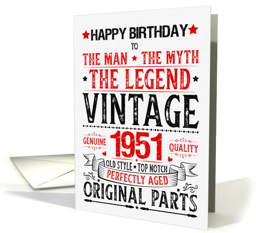 Born in 1951 Birthday the Man the Myth the Legend Funny card (1961556)