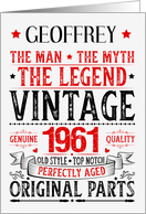Born in 1961 Birthday the Man the Myth the Legend Funny Custom