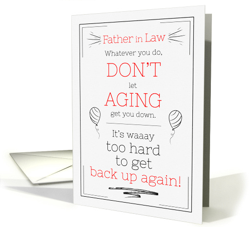 for Father in Law Funny Birthday Getting Older Doodle Typography card