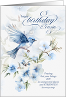 for Cousin Christian Birthday Strength in Every Step Bluebird card