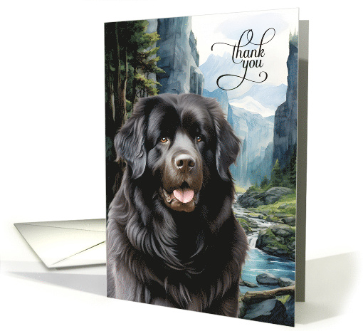 Thank You Newfoundland Dog in a Woodland Mountain Vista card (1969946)