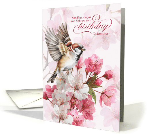 Godmother Birthday Sparrow and Cherry Blossoms card (1970944)
