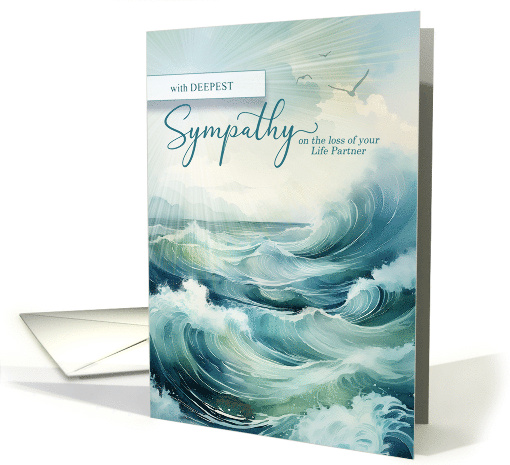 Life Partner's Passing Sympathy Crashing Ocean Waves Seagulls card