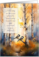12 Step Encouragement Chickadees Autumn Birch Tree Forest card
