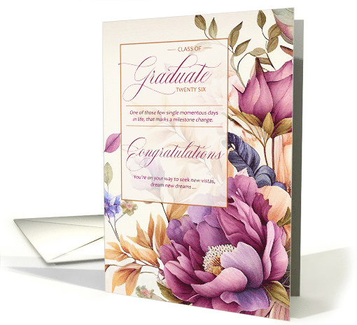 Class of 2026 Graduate Plum Floral Bloom Elegance card (1974930)