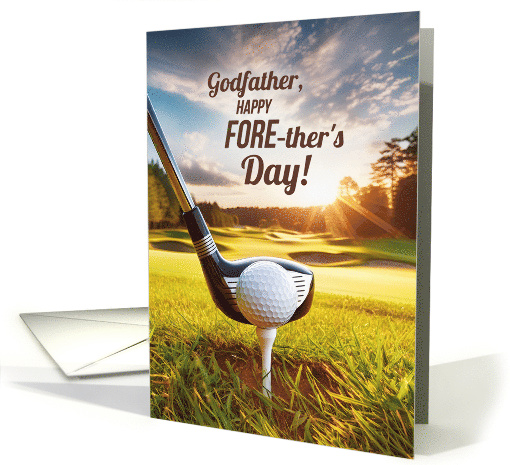 for Godfather Father's Day Golfer Theme Golf Course with Pun card