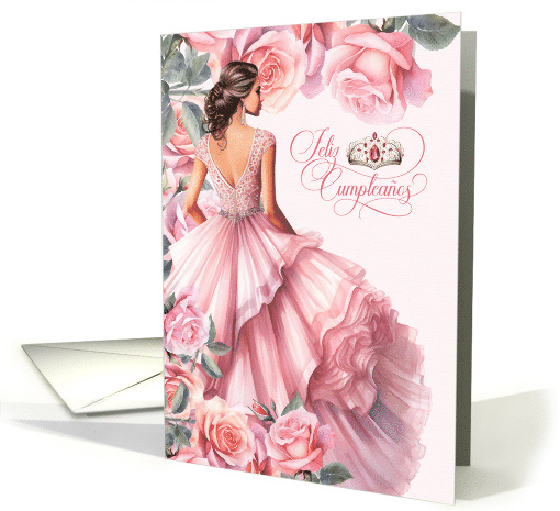 Feliz Quinceanera 15th Birthday Blush Pink with Roses card (1978540)