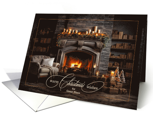 for Great Niece Warm Christmas Wishes Cozy Fireplace card (1999134)