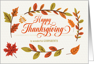 for Godparents Thanksgiving Wishes with Modern Autumn Leaves card