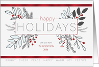 Happy Holidays Modern Botanical Illustration Custom Name card