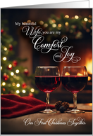 for Wife 1st Christmas Together Romantic Red Wine by the Fire